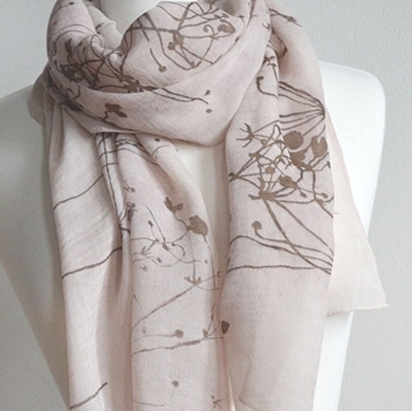 Silk/cotton hand printed summer scarf - Picture 3 of 3
